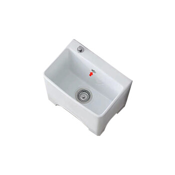 星期十阳台高脚陶瓷拖把池带腿拖布池落地式洗墩布池型号108一键排污带防溢水口46cm*32cm*40cm定制