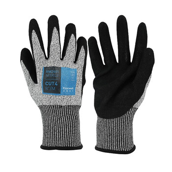 Raxwell 防切割手套D级13针丁腈磨砂劳保耐油防滑耐磨定做抗穿刺1副 8"/M RW2401