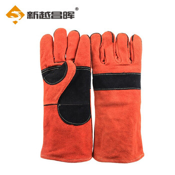 新越昌晖劳保手套 电焊手套焊接焊工手套牛皮隔热耐磨耐高温加厚单副装B11442