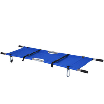 美奥帮 加厚可折叠担架 应急救护救援演练比赛简易担架 蓝色加厚钢管镀锌两折100公斤