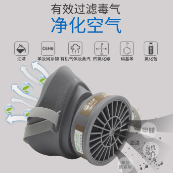 保为康3600防毒防尘面具硅胶橡胶工业粉尘过滤棉口罩可水洗舒适型喷漆甲醛kn95面罩（面具1套+2个滤毒盒）