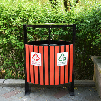 圣极光钢木垃圾桶加厚镀锌板可回收垃圾箱街道垃圾桶可定制G2619