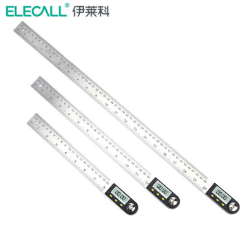 伊莱科(ELECALL)数显角度尺高精度不锈钢电子角度规量角器角尺测量仪 白色 0-200mm 7 