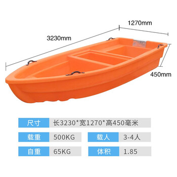 访客 FK 渔船牛筋塑料船捕鱼小船加厚PE塑胶冲锋舟养殖保洁塑料船钓鱼船冲锋舟观光塑料船冲锋舟4.6米
