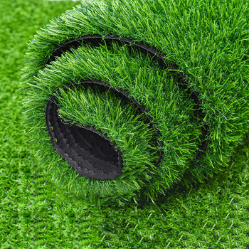 豫之韵 仿真草坪地垫地毯幼儿园塑料垫户外围挡装饰绿植人造足球场假草皮  25mm黑色底网格加厚加密 需要定制