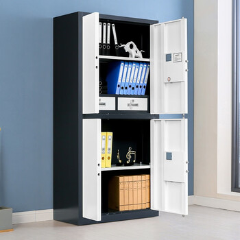 欧思泰 电子保密柜文件柜防盗密码文件柜财务电子档案柜国保指纹密码柜资料柜   通双节灰白套国保指纹锁