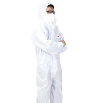 3M 4510 一次性防护服白色带帽连体防护服防化防尘服化学隔离服防护颗粒物及液体喷溅 1件装 XL