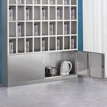 访客 FK 加厚存储柜水杯柜不锈钢工厂车间员工茶水柜碗柜储物柜置物架36格201款