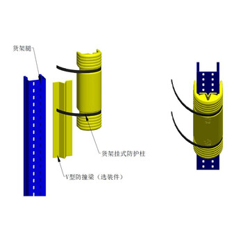 德国永恒力 弹性货架挂式防护柱A  适合货架立柱宽度60-90mm 宽85mm 长550mm 10个以上起订