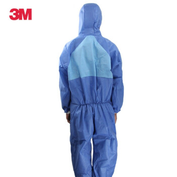 3M 4532+防护服 蓝色带帽连体透气型防飞溅防辐射性颗粒物喷漆防化无尘工作服