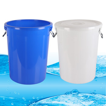 康丽雅 K-0308 大号圆形塑料水桶 物业储水桶工业收纳桶清洁桶垃圾桶 100L带盖蓝色