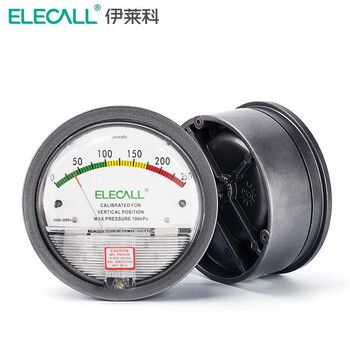 伊莱科(ELECALL)微压差表压差计圆形指针微压力表差压表气压计EM2000A 黑白色 2kpa（升级款）
