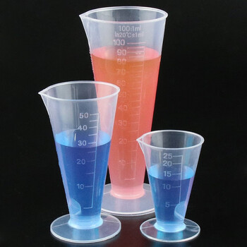 赫思迪格 JG-303 PP三角量杯 塑料量杯 刻度杯 刻度量杯 透明杯 容量杯 三角杯 100ML