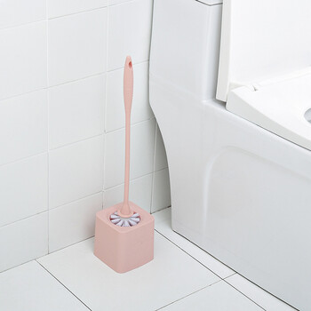 兰诗 塑料马桶刷长柄直柄套装 双面马桶刷卫生间刷塑料刷防滑手柄带底座款 颜色随机