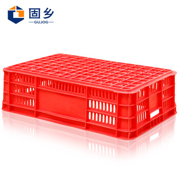 固乡加厚塑料箱（周转筐）周转箱蔬菜/物流箱储物服装厂快递收纳货框箩筐配货筐运转框 红色4号625*415*180mm