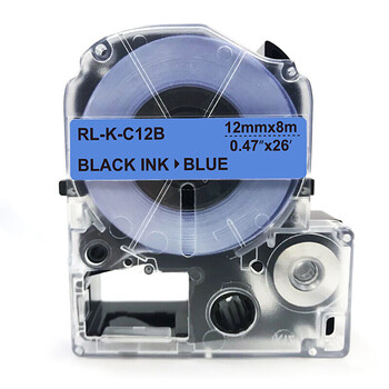 扬帆耐立标签机色带标签纸适用锦宫SR3900C 530C 550C 230C打印机标签色带12mm蓝底黑字KJ SC12B
