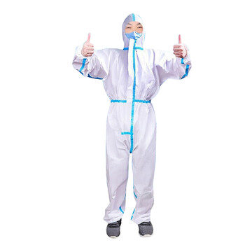 旷尔 无纺布防护服 一次性隔离服带帽连体防飞沫实验室车间工作服隔离衣【隔离服+防护镜+面屏+鞋套 XL码】