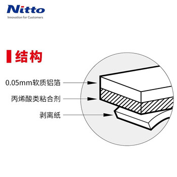 Nitto日东 铝箔胶带 室外耐候防水包装用密封修补胶带 宽50mm长10m J3130