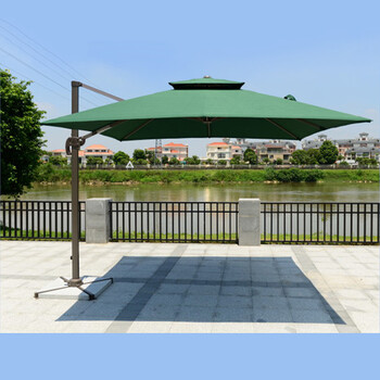 飞尔（FLYER）户外休闲伞 安全器具庭院伞咖啡厅伞 3.5米 方形侧立伞[大理石底座]