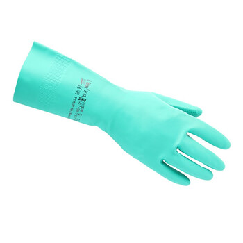 ANSELL 37-676绿色丁腈防化手套定做 33cm长 12双 9码