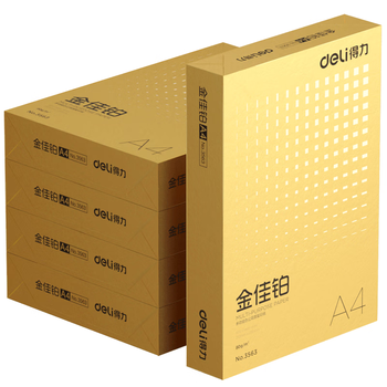 得力(deli)金佳铂A4打印纸 80g克500张*5包一箱 高档加厚复印纸 合同标书彩打纸 整箱2500张 3564