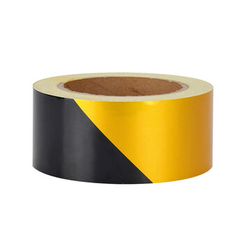 朋力安 反光胶带 安全警示胶带 地面隔离反光带 墙贴地板贴标志反光膜 黄黑色5cm宽*约33米