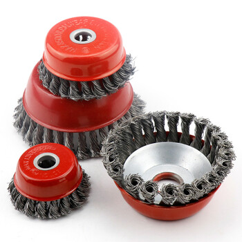 冰禹 BY-6010 角磨扭丝碗型打磨除锈钢丝轮 扭丝轮专用打磨除锈盘型纽丝轮带螺帽 5寸125mm450克22孔