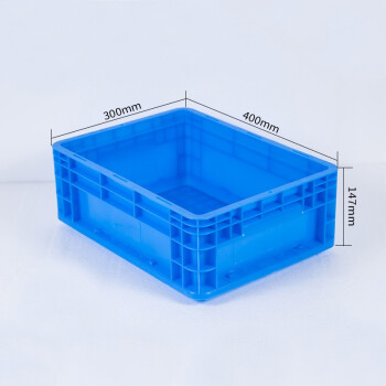 知旦 物流箱 外径:400*300*147mm工业塑料箱周转箱物流箱五金零件物料盒胶箱 ZWL-400147 蓝色无盖