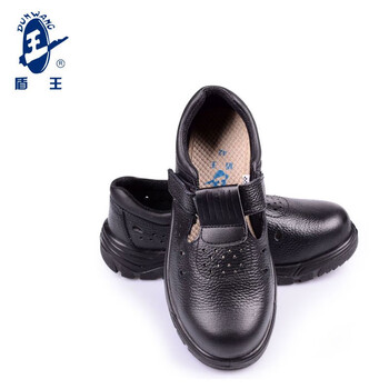 王盾/盾王 9385防砸凉鞋带孔透气聚氨酯鞋底牛皮劳保鞋男女耐磨防滑安全鞋定做 41码 黑色 1双