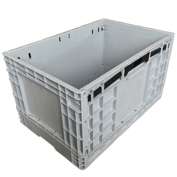 冰禹 BYA-207 加厚euo物流箱 塑料折叠式带盖周转箱 仓储零件盒工具箱 600*400*280mm(不带盖) 灰色 