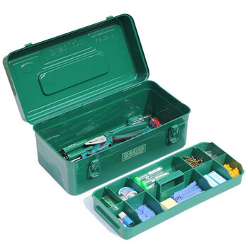 老A LAOA LA113410加厚双层铁皮方形手提工具箱带隔层16.5英寸（405*200*170mm）