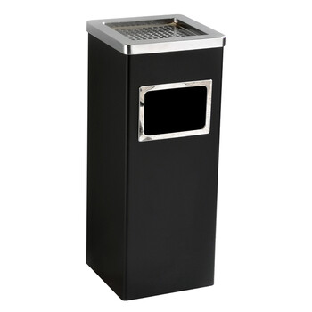 亿丽佳不锈钢烟灰缸酒店大堂垃圾桶立式宾馆带内桶商场桶箱电梯口垃圾桶烟灰柱灭烟桶（黑色正方形桶） 