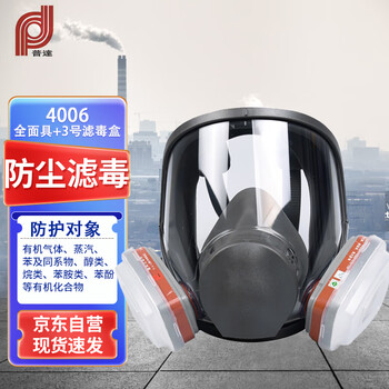 普达防毒面具 MJ-4006全面罩配P-A-1(3号)滤毒盒七件套 喷漆化工印刷