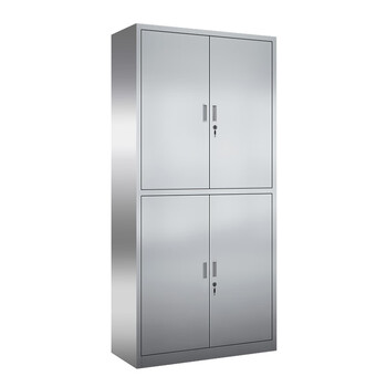 京顿JINGDUN 304不锈钢文件柜办公资料柜档案柜不锈钢财务凭证票据带锁玻璃储物柜 304通双节