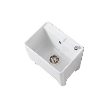 星期十阳台高脚陶瓷拖把池带腿拖布池落地式洗墩布池型号W8一键排污+入墙龙头带防溢水口42cm*30cm*40cm定制