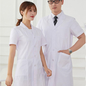 蓝邦美伊 701 涤卡短袖白大褂学生实验室服夏季短袖护士服 工厂工装 175码