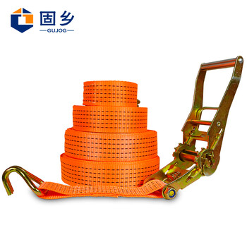 固乡 5T货物捆绑带拉紧器紧固带收紧带捆绑器固定带收紧器货车紧绳器 橘色宽5CM长5M