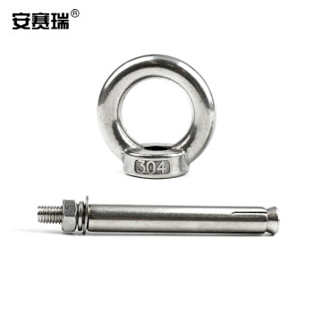 安赛瑞 不锈钢膨胀吊环 304不锈钢带圈膨胀螺栓螺丝 带环膨胀螺丝 M10×60mm（5个装）22883