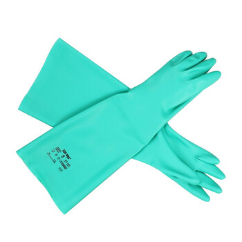 安思尔ANSELL 37-185 手套加长加厚丁腈防化手套定做防酸碱耐有机溶剂实验室应急处理手套 1双10#