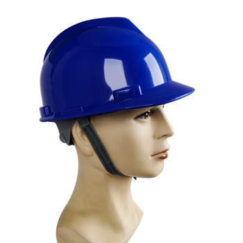 荣裕2003国标V字型PE安全帽 骑行头盔工地工程建筑电力施工防砸抗冲击头盔 蓝色 定制