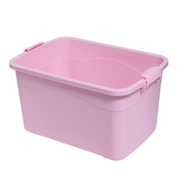 稳斯坦 W305 彩色带提手收纳箱 周转箱 带滑轮塑料储物箱 杂物工具带盖整理箱 粉色8L