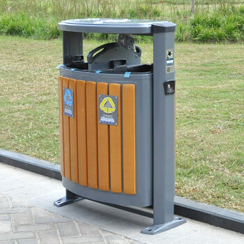 兰诗（LAUTEE）D-01A 大号户外垃圾桶 市政环卫分类果皮箱 柚木色