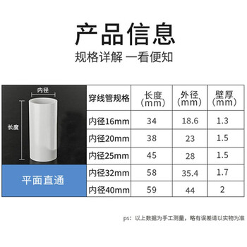 讯浦 PVC穿线管 直通接头 适用32管直通 内径32mm 10个装