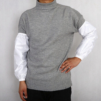 者也（ZYE）长款防水防油套袖水产市场加工烧烤厨房屠宰护袖耐磨劳保袖套 深蓝色 