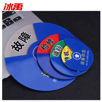 冰禹 BYcc-25 亚克力机器设备运行状态牌指示牌 圆形四分区转盘标识牌(停机 待机)10cm