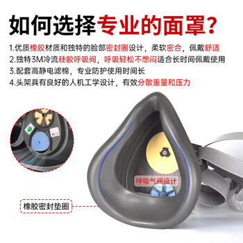 3M3200防毒面具防有毒气体防有机蒸气及酸性气体工业喷漆配3301滤毒盒