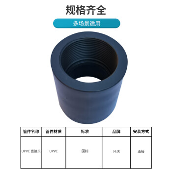 环琪 国标 UPVC水管配件 耐腐蚀 直接头 S*T 直通 3/4"(De25)DIN 