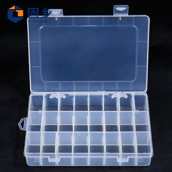 固乡 24格透明分格盒 零件盒 元件盒 透明小格子 塑料收纳盒 零件分类盒 多功能可拆分 工具螺丝储物盒