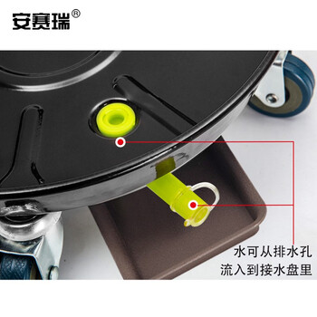 安赛瑞 金属移动花盆托盘 铁轮金属移动托盘万向轮花盆架底座滚轮 黑色 适用约Φ43-48cm  530485