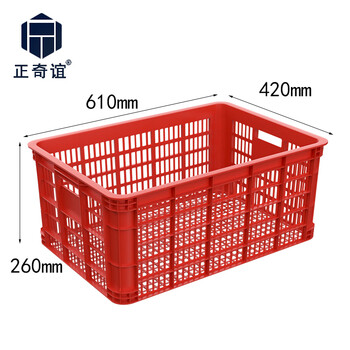 正奇谊 加厚大号塑料周转筐 长方形工厂用胶框运输快递筐 红色575-250筐外610*420*260mm
